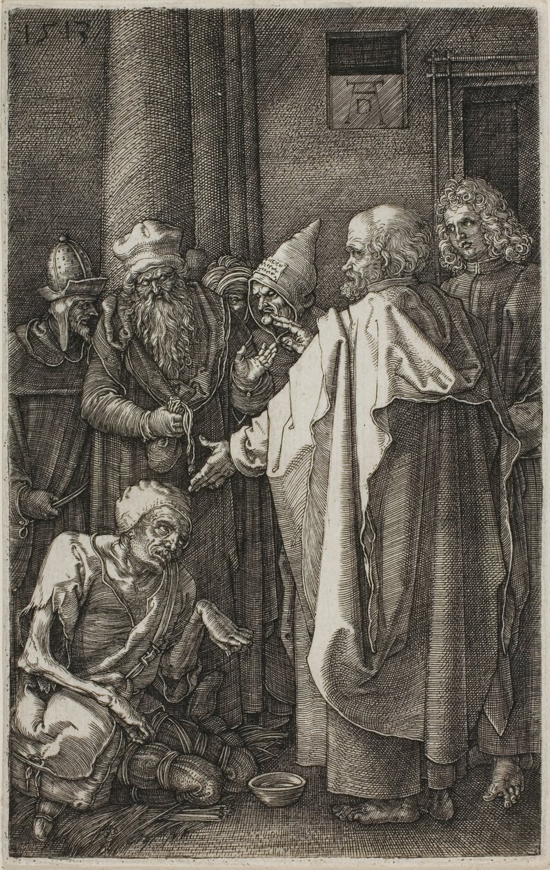 San Pedro y San Juan curando al lisiado, de La Pasión Grabada de Albrecht Dürer