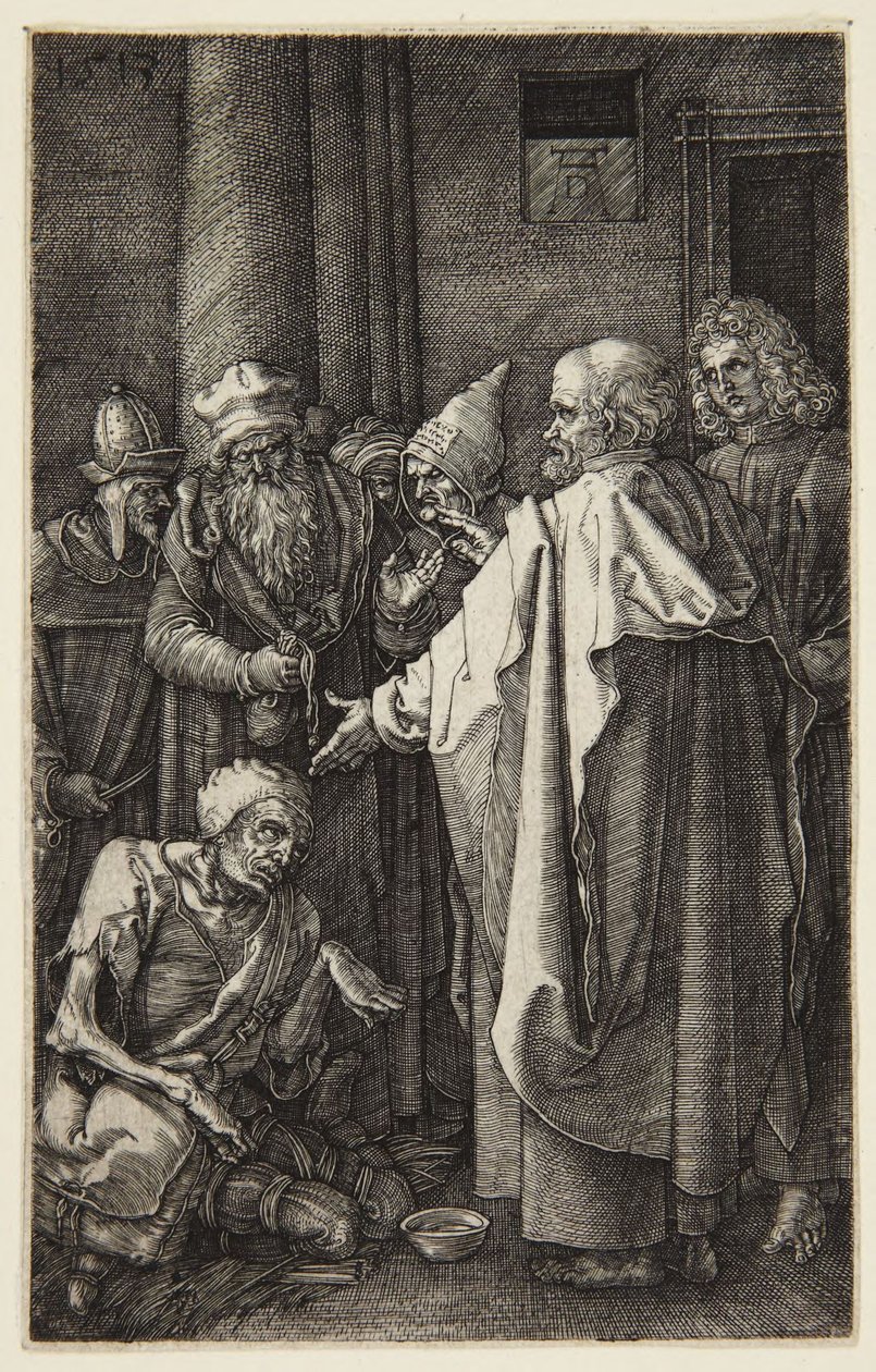 San Pedro y San Juan curan al cojo (serie «La Pasión», grabada) de Albrecht Dürer