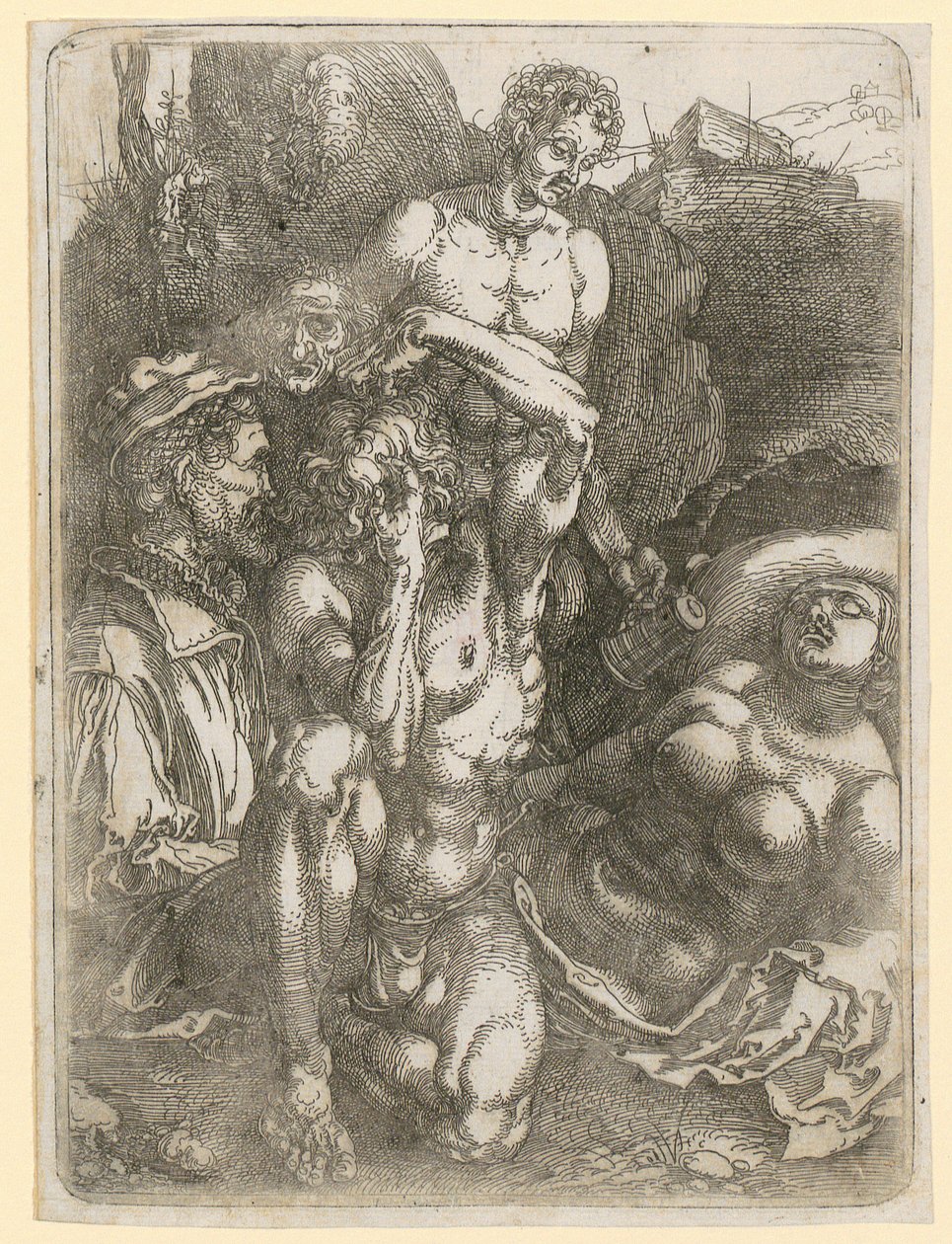 Hoja de estudio con cinco figuras de Albrecht Dürer