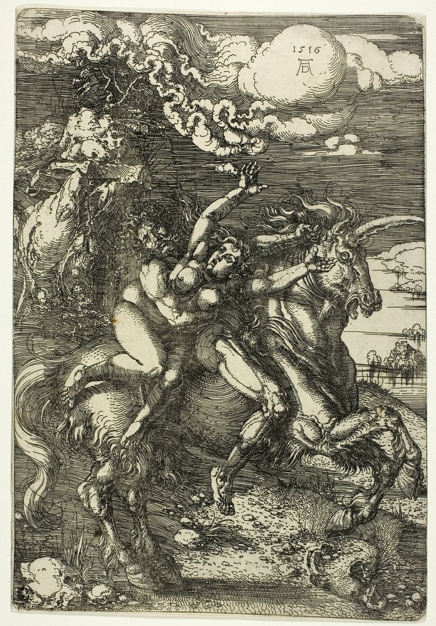 El rapto de Proserpina en un unicornio de Albrecht Dürer