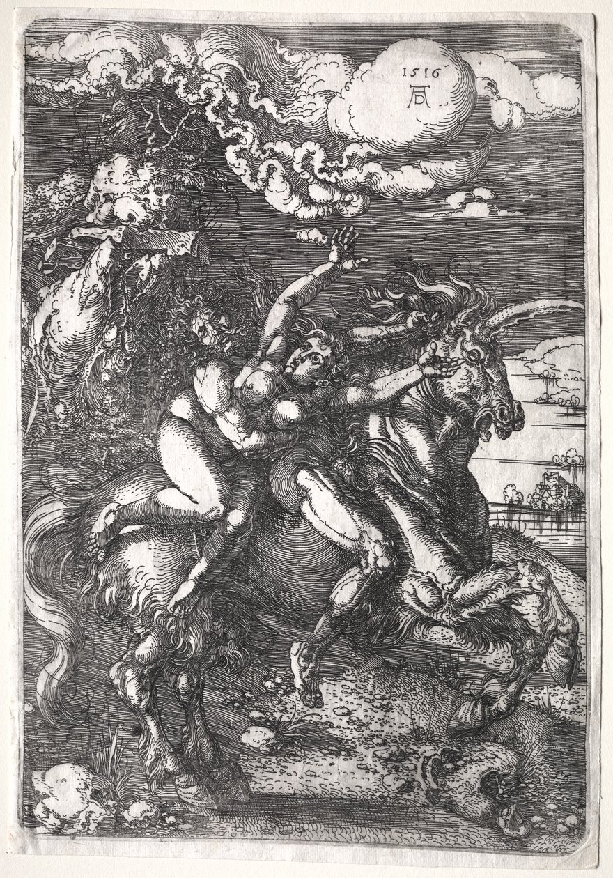 El rapto en un unicornio de Albrecht Dürer
