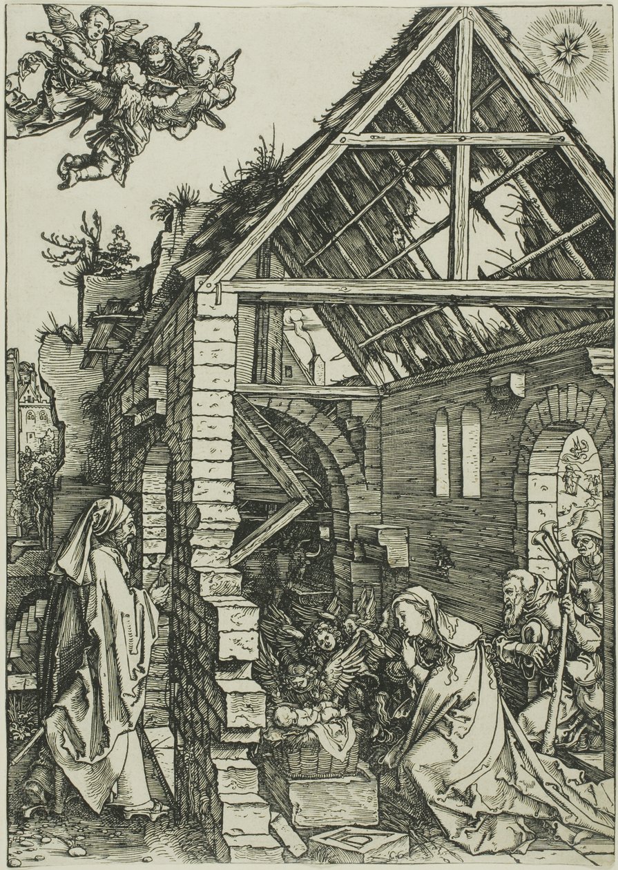 La adoración de los pastores, de La vida de la Virgen de Albrecht Dürer