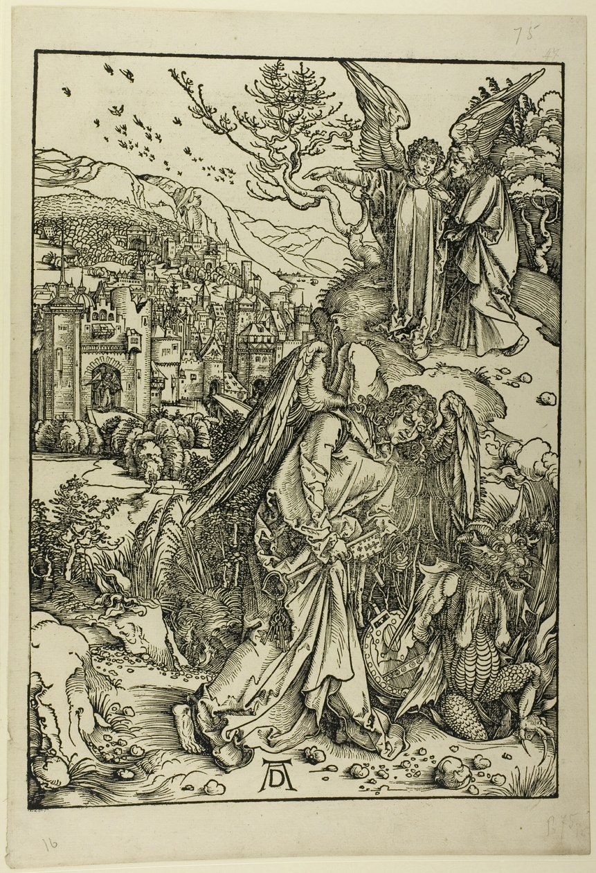 El ángel con la llave del abismo, de El Apocalipsis de Albrecht Dürer