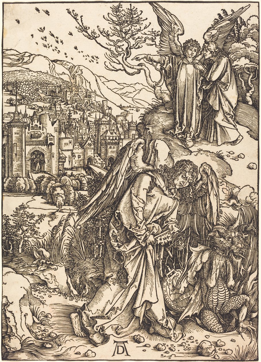 El ángel con la llave del abismo sin fondo de Albrecht Dürer