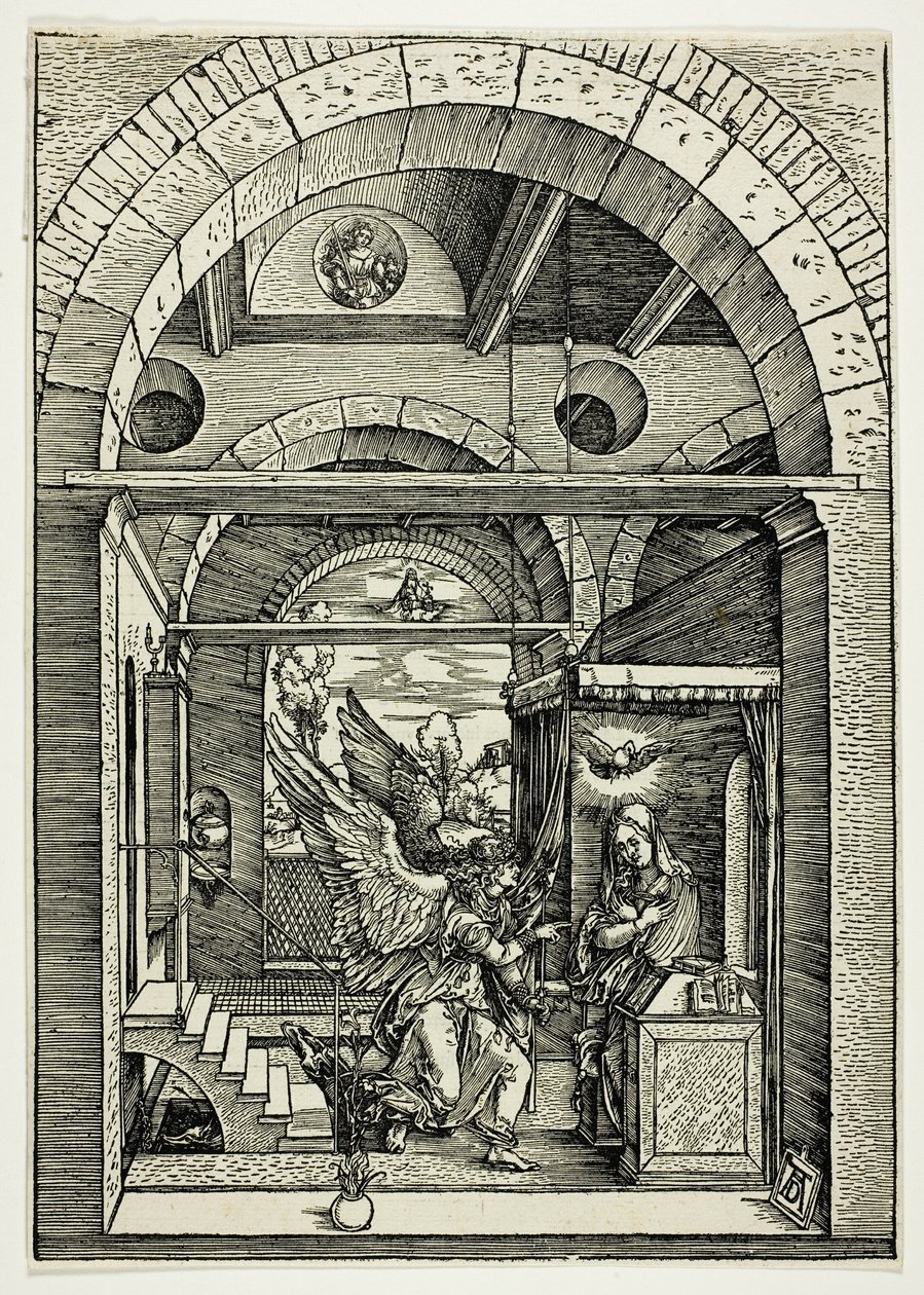 La Anunciación, de La Vida de la Virgen de Albrecht Dürer