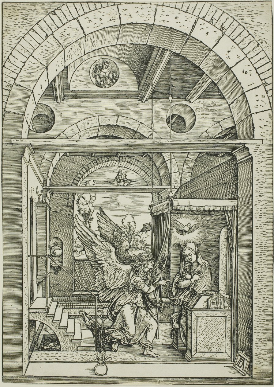 La Anunciación, de La Vida de la Virgen de Albrecht Dürer