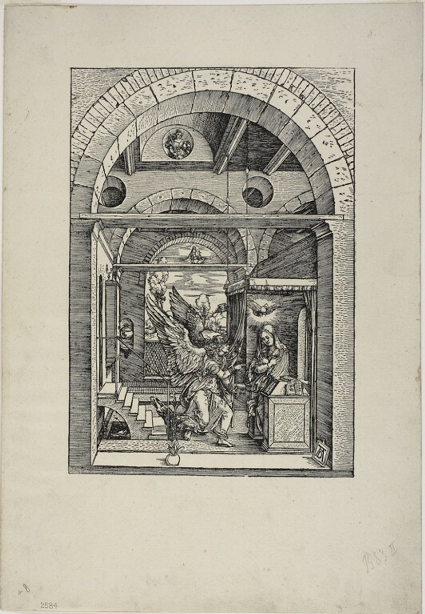 La Anunciación, de La vida de la Virgen de Albrecht Dürer
