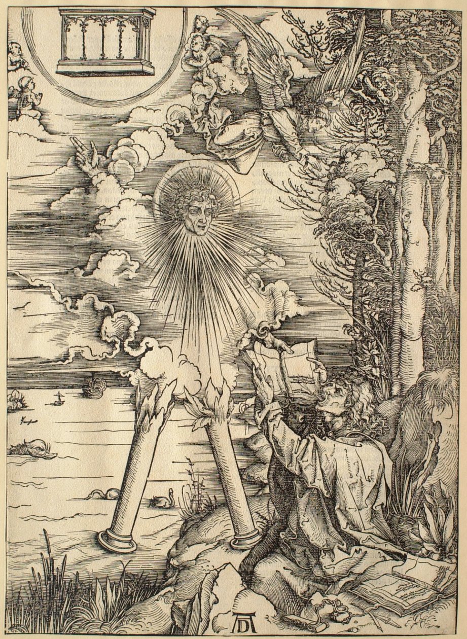 El Apocalipsis: San Juan devorando el libro de Albrecht Dürer