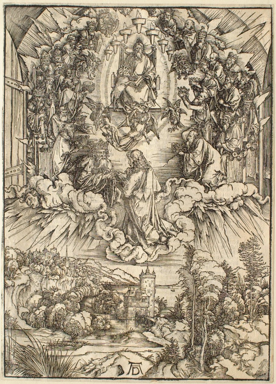 El Apocalipsis: san Juan ante Dios y los Ancianos de Albrecht Dürer