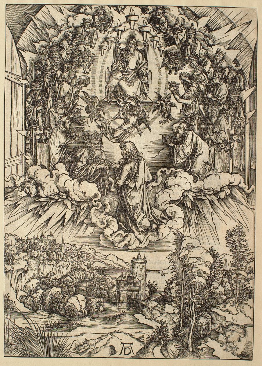 El Apocalipsis: san Juan ante Dios y los Ancianos de Albrecht Dürer