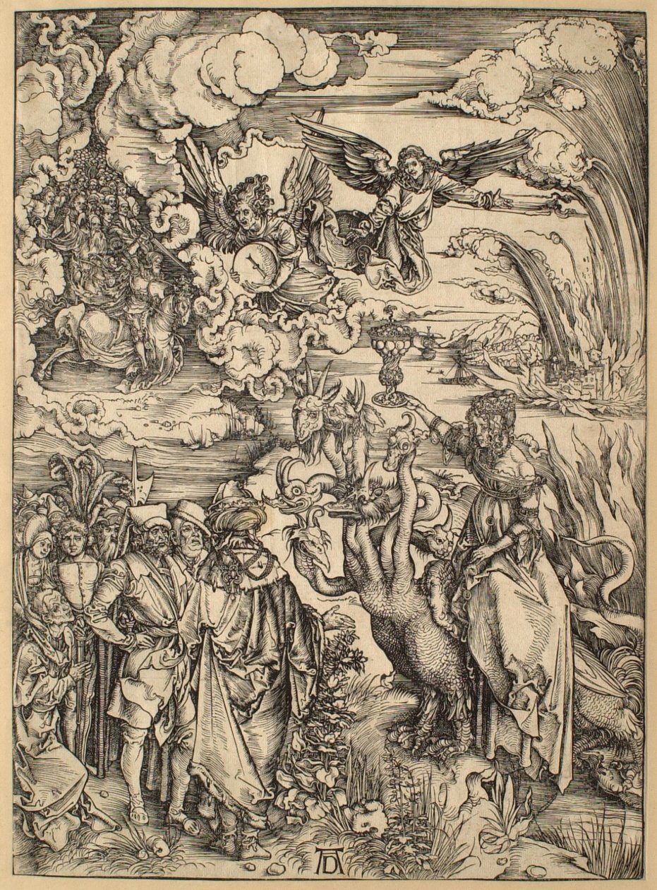 El Apocalipsis: La prostituta de Babilonia de Albrecht Dürer