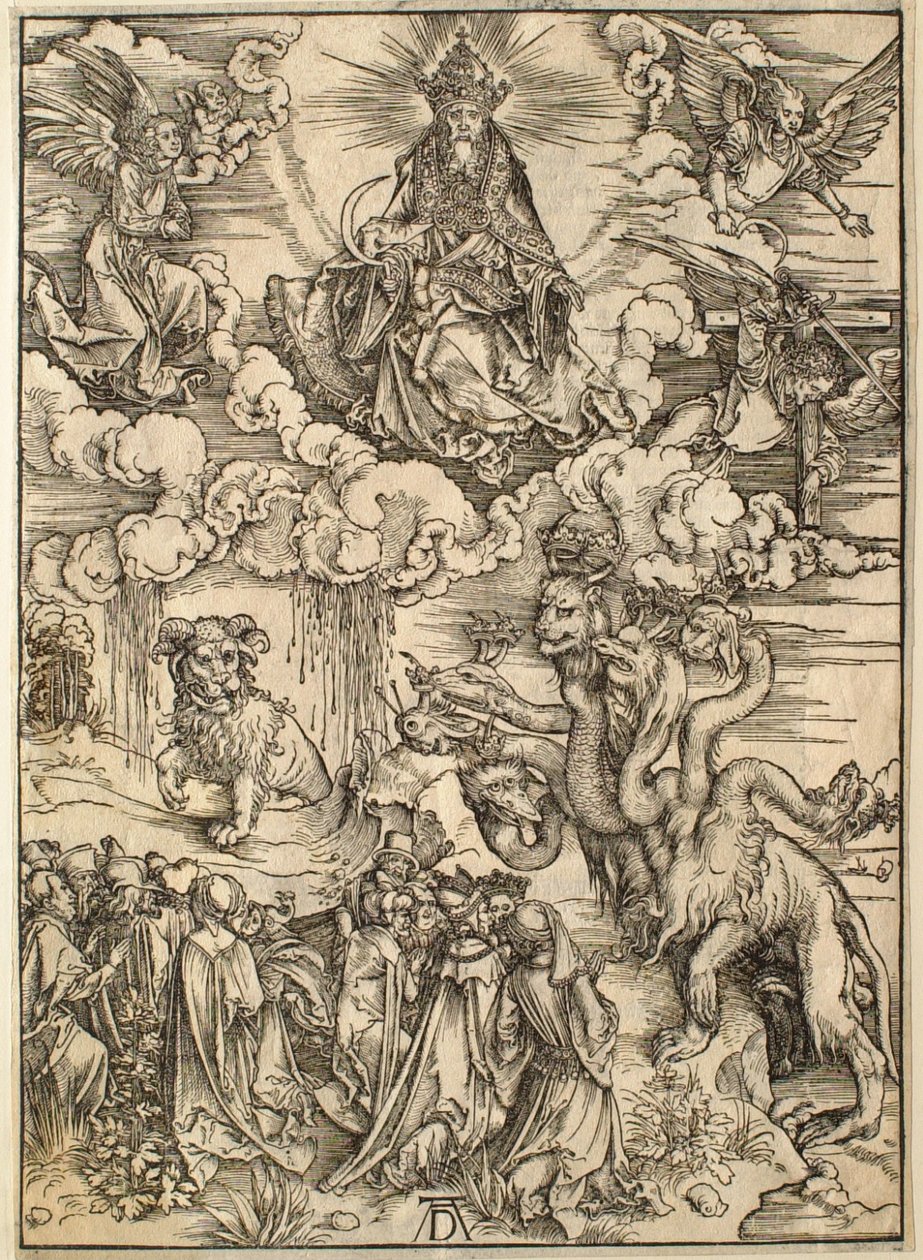 El Apocalipsis: la bestia con dos cuernos como un cordero de Albrecht Dürer