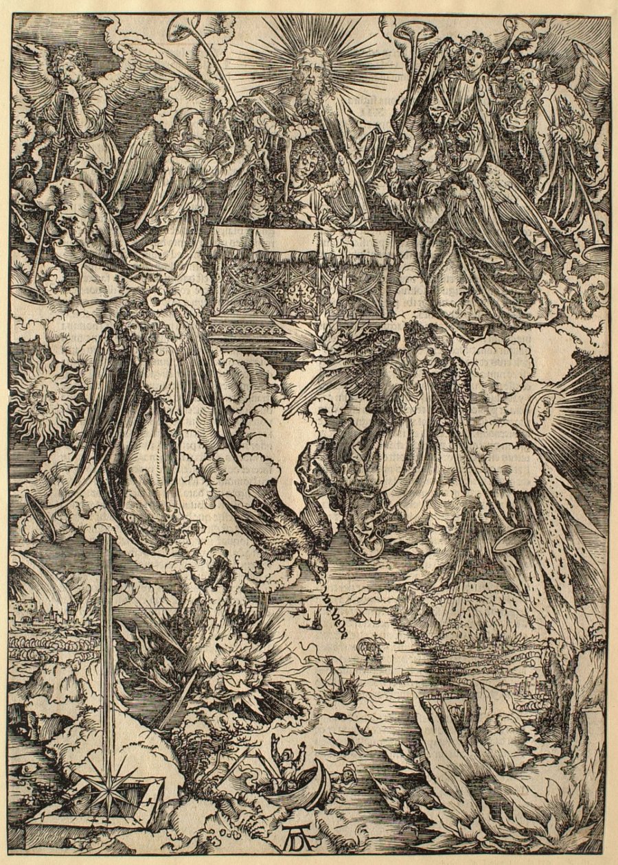 El Apocalipsis: Los siete ángeles con las trompetas de Albrecht Dürer
