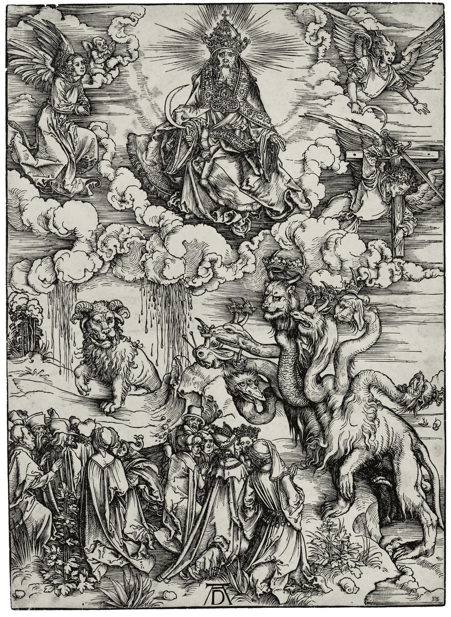 La bestia con dos cuernos como un cordero, c. 1497 de Albrecht Dürer