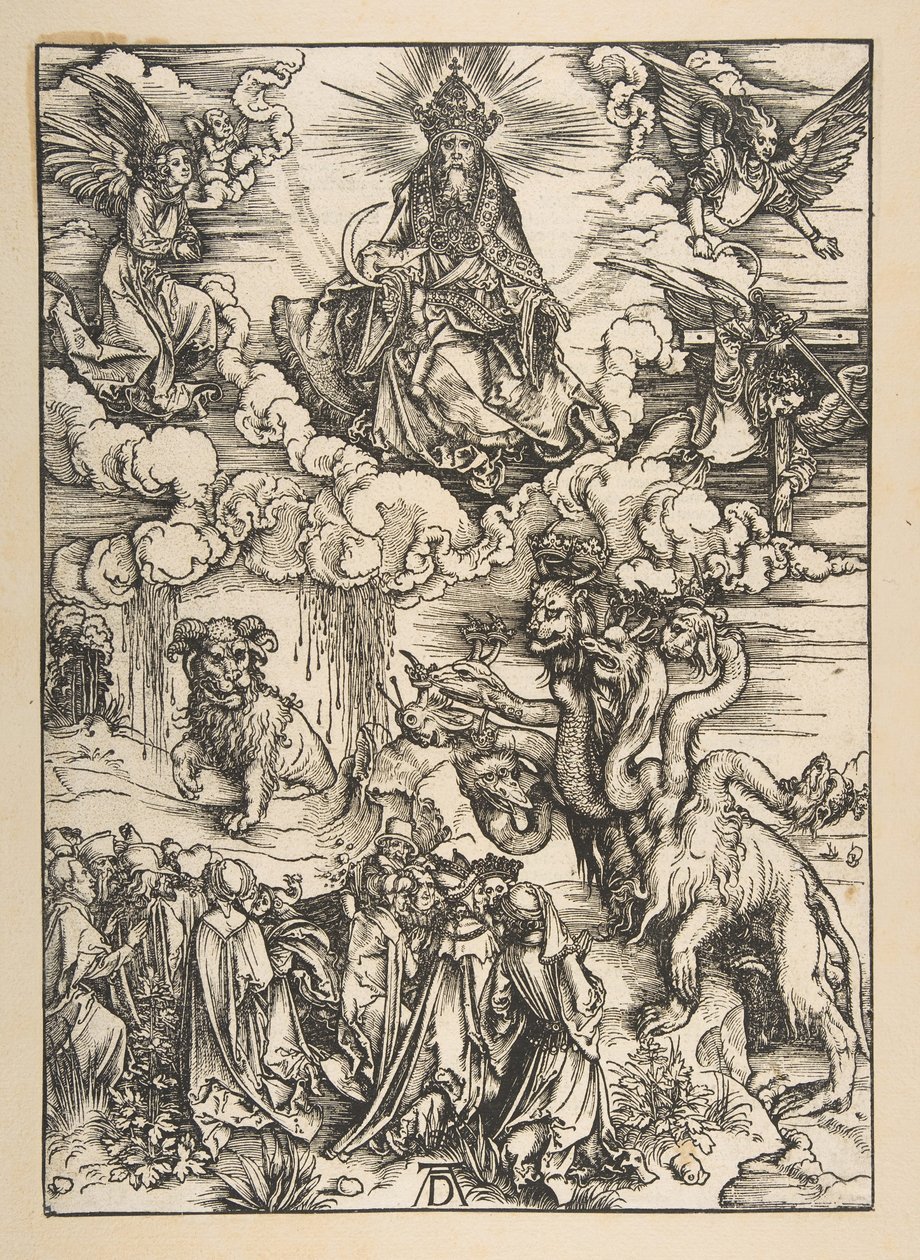 La bestia con dos cuernos como un cordero, de El Apocalipsis, Edición Latina de Albrecht Dürer