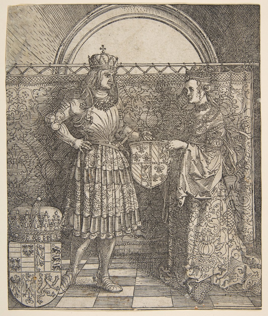 El Compromiso de María de Borgoña del Arco Triunfal del Emperador Maximiliano I, 1515 de Albrecht Dürer