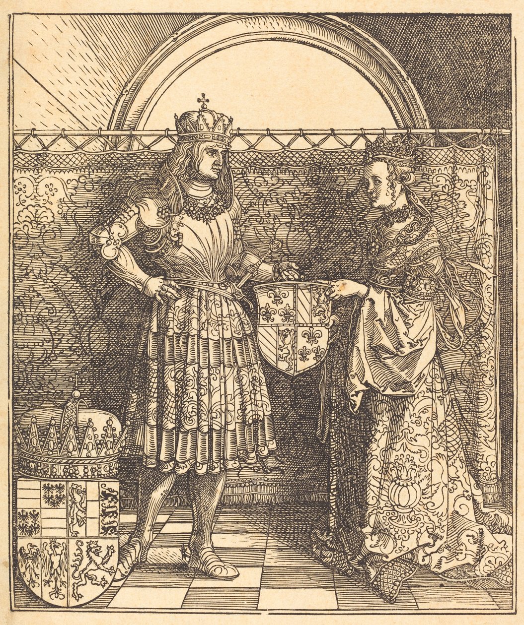 El compromiso de Maximiliano con María de Borgoña, 1515 de Albrecht Dürer