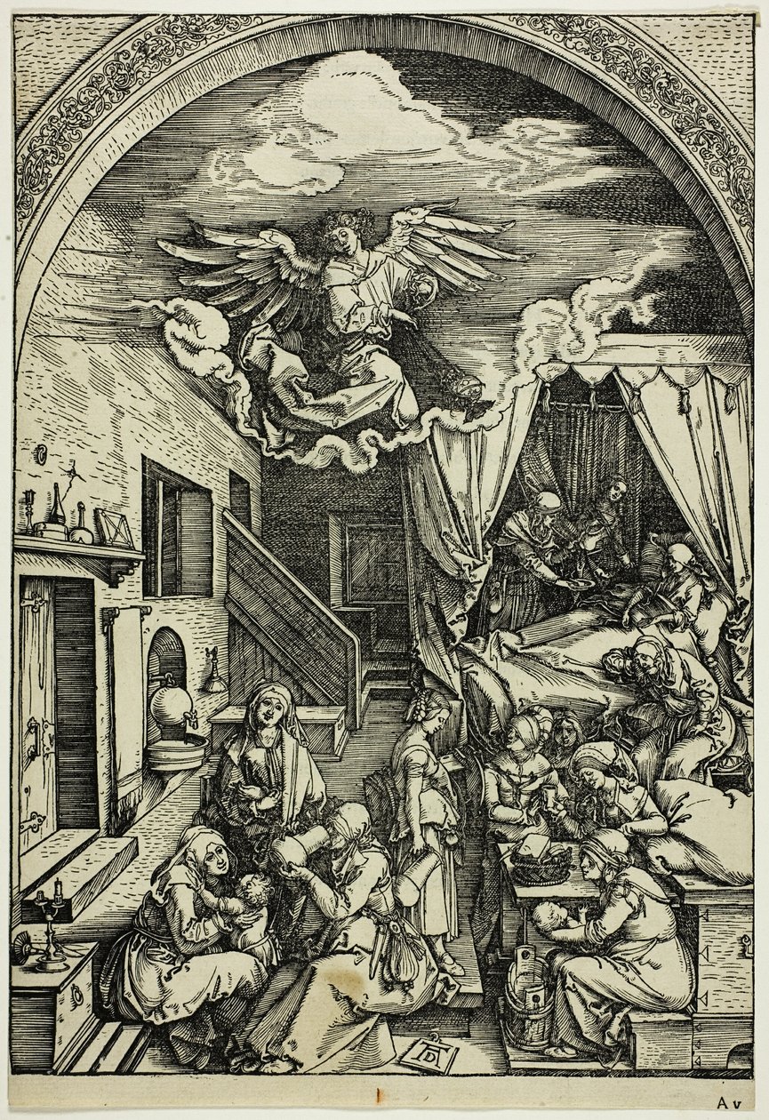 El nacimiento de la Virgen, de La vida de la Virgen de Albrecht Dürer