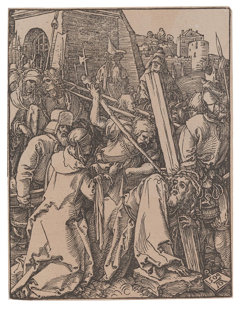 El transporte de la cruz, de la serie La pequeña pasión, 1509 de Albrecht Dürer