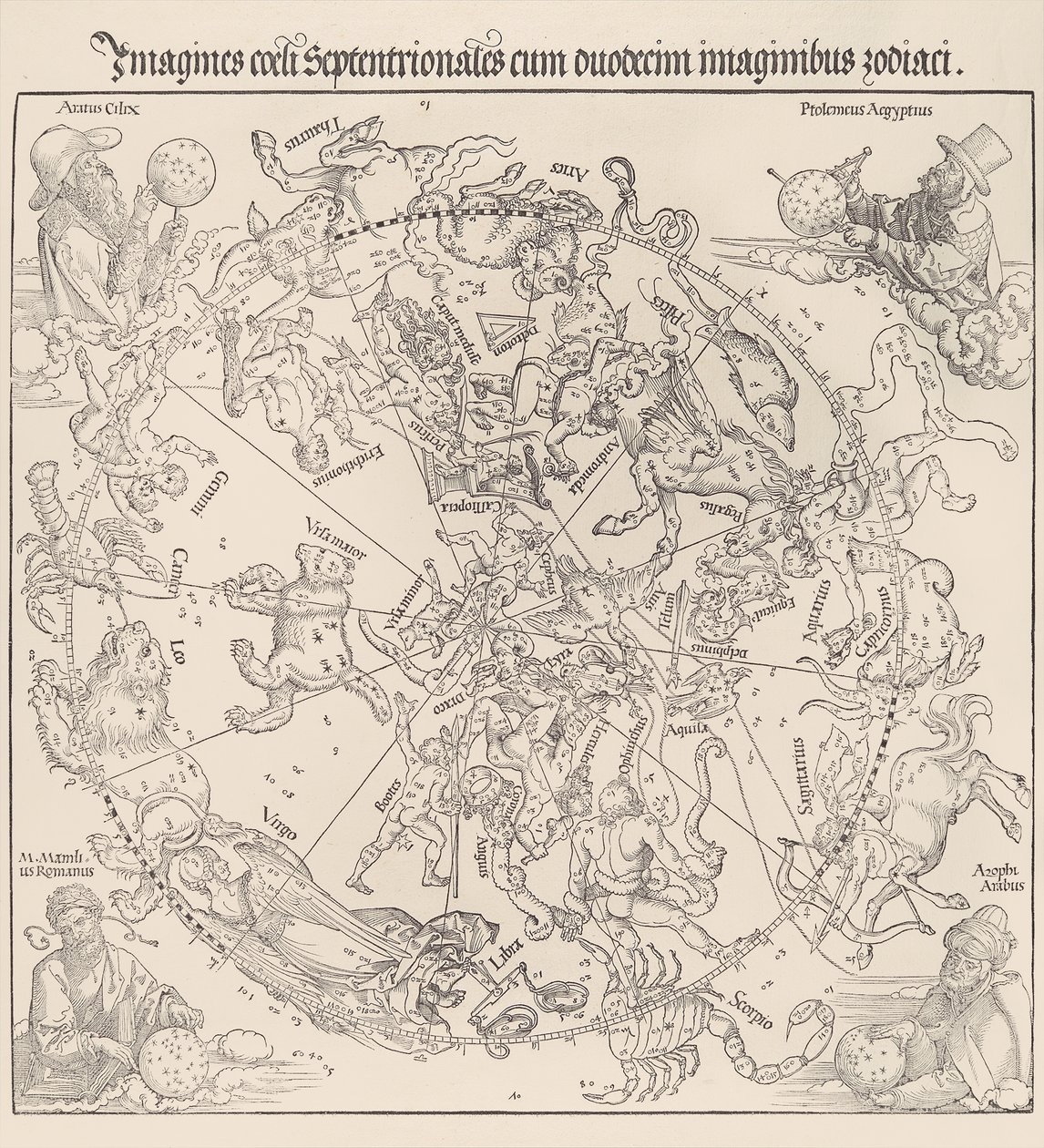 El Mapa Celestial - Hemisferio Norte, 1515 de Albrecht Dürer