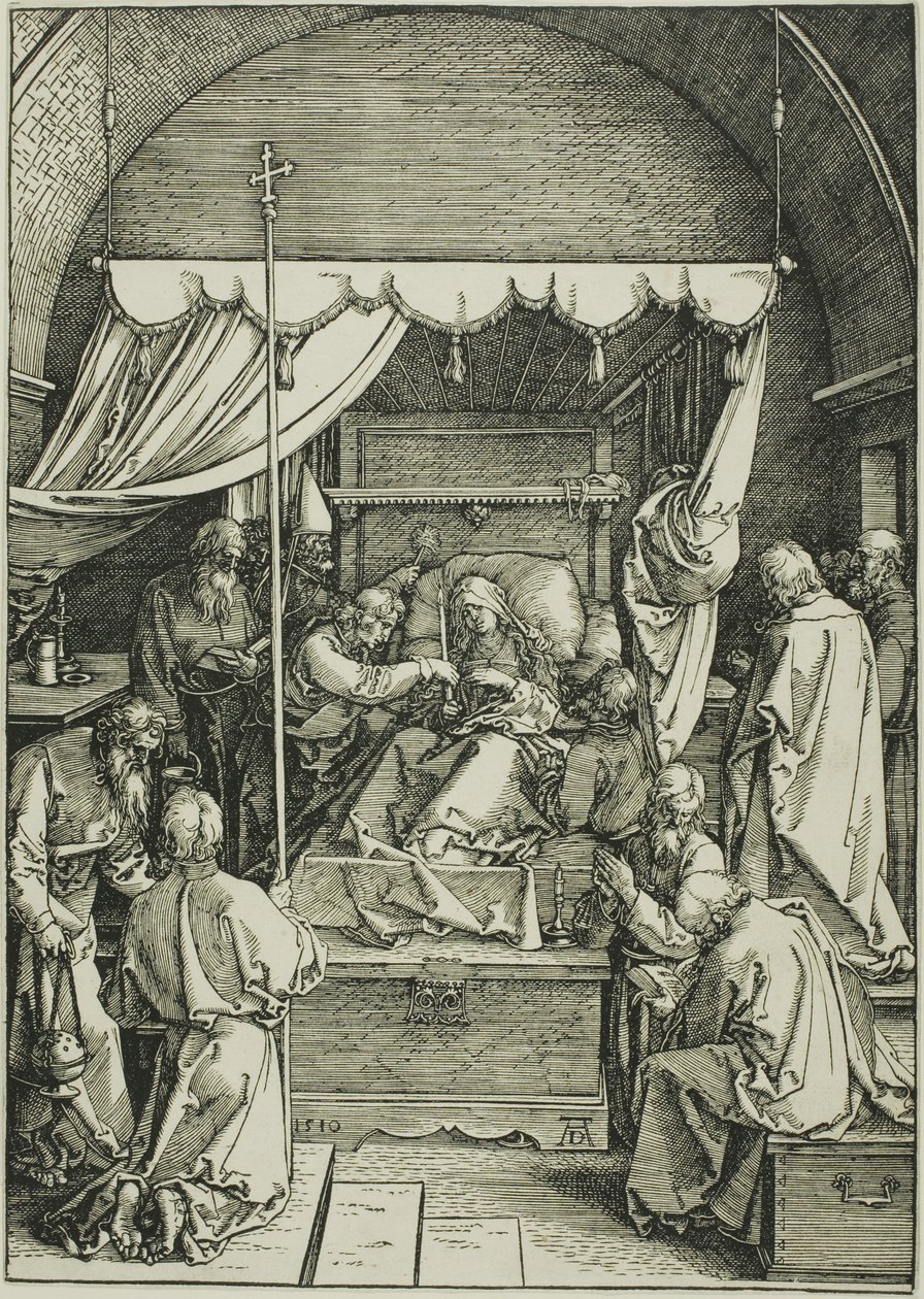 La muerte de la Virgen, de La vida de la Virgen de Albrecht Dürer