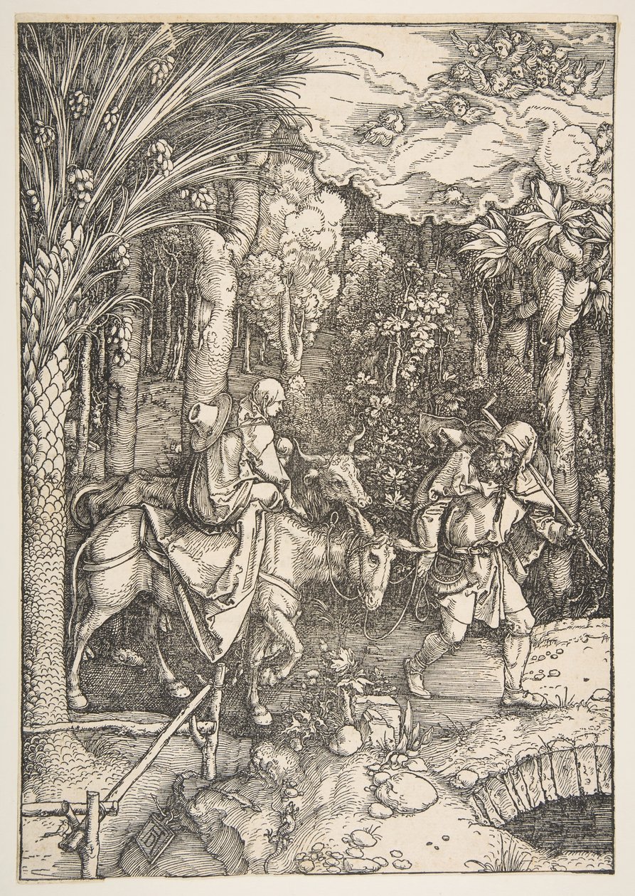 La huida a Egipto, de La vida de la Virgen, de la edición latina, 1511 de Albrecht Dürer