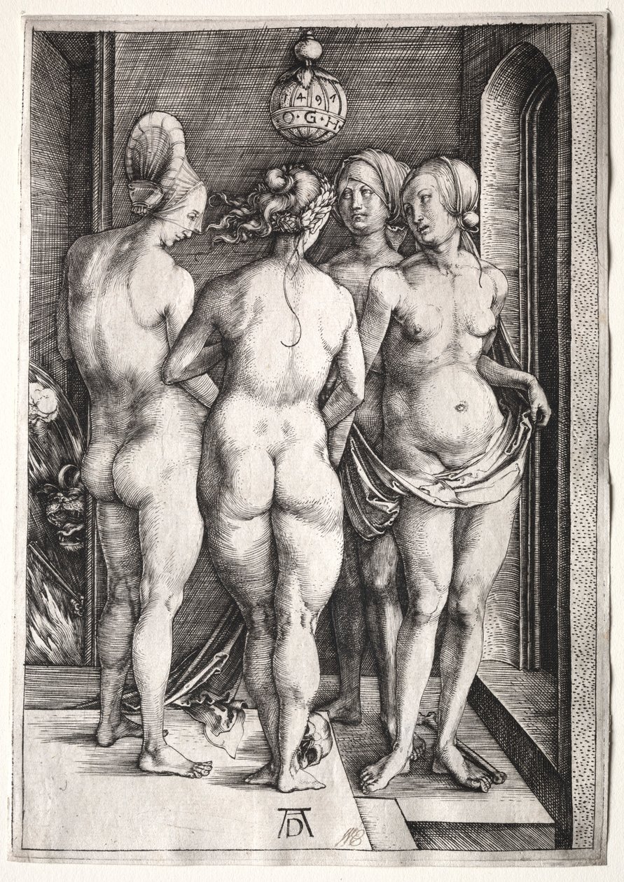 Las cuatro brujas, cuatro mujeres desnudas, 1497 de Albrecht Dürer