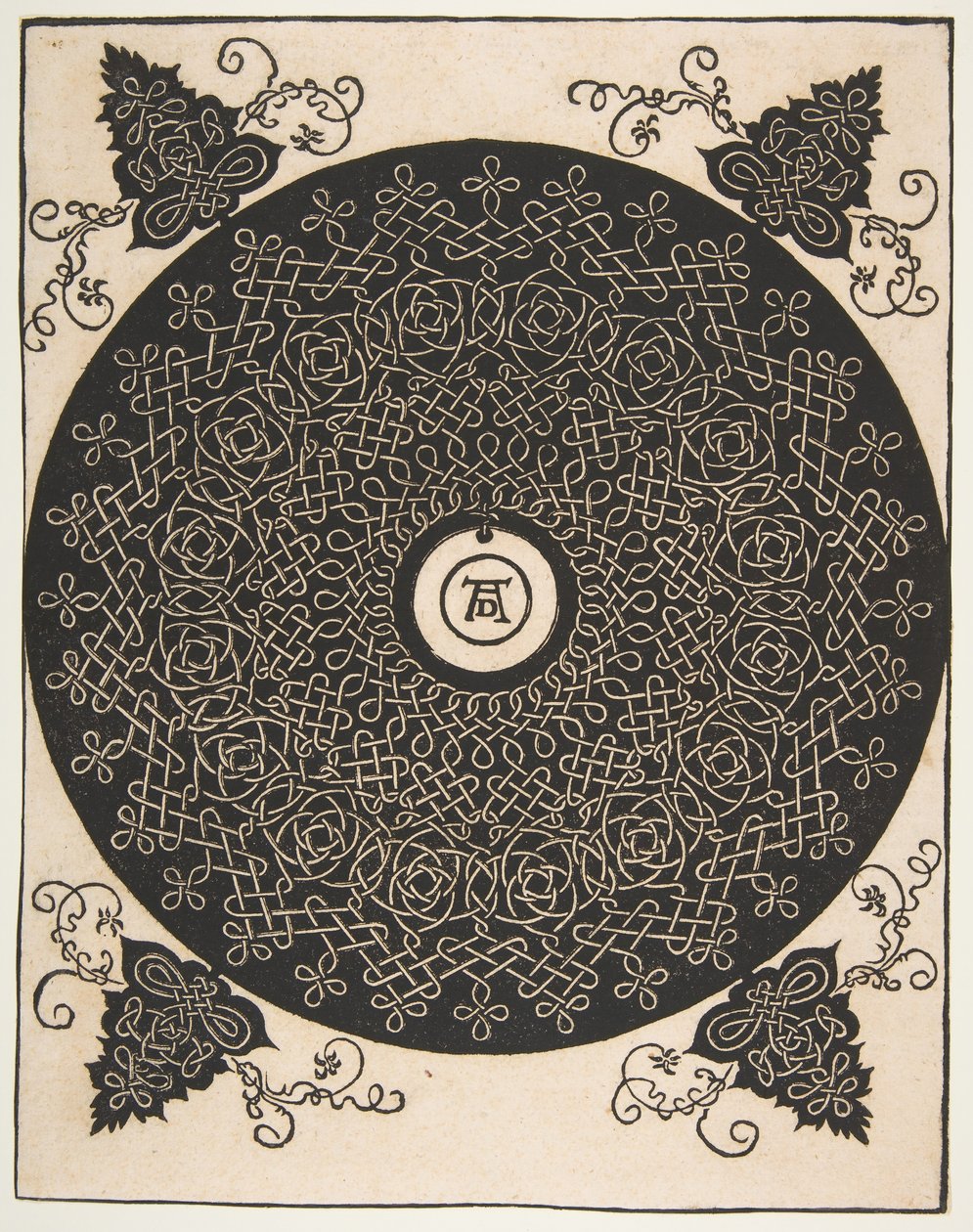 El cuarto nudo. Rondel entrelazado con un medallón redondo en su centro, después de 1528 de Albrecht Dürer