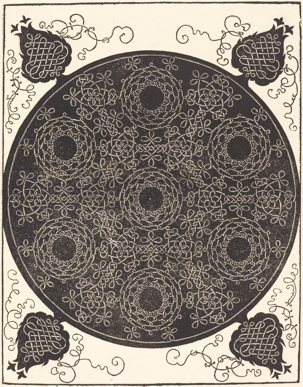 El cuarto nudo combinando siete grupos circulares de nudos con centros negros de Albrecht Dürer