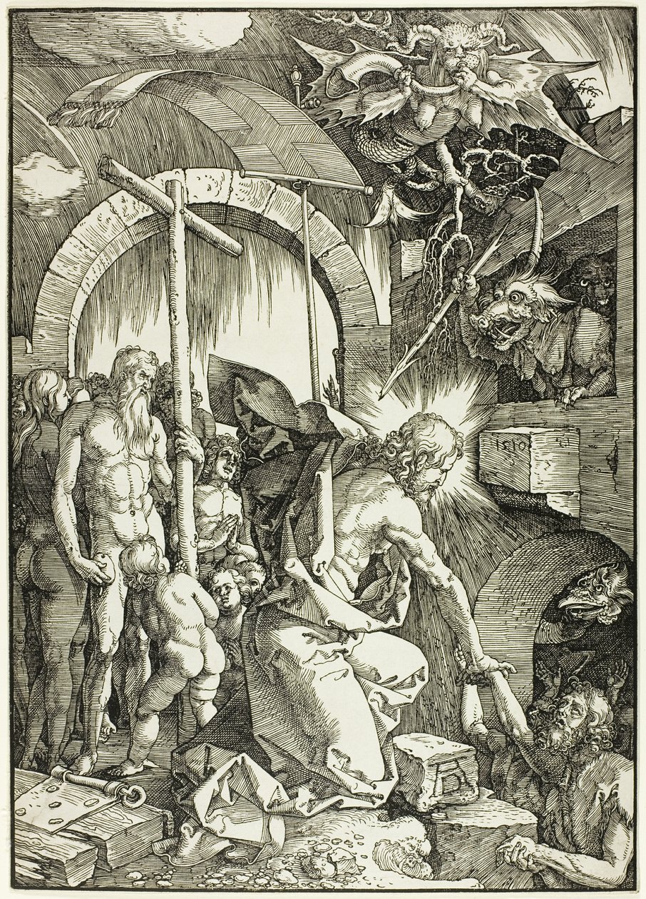 El desgarro del infierno - Cristo en el limbo, lámina nueve de La gran pasión de Albrecht Dürer