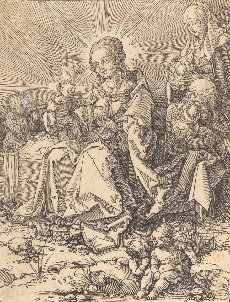 La Sagrada Familia en un banco de hierba, 1526 de Albrecht Dürer