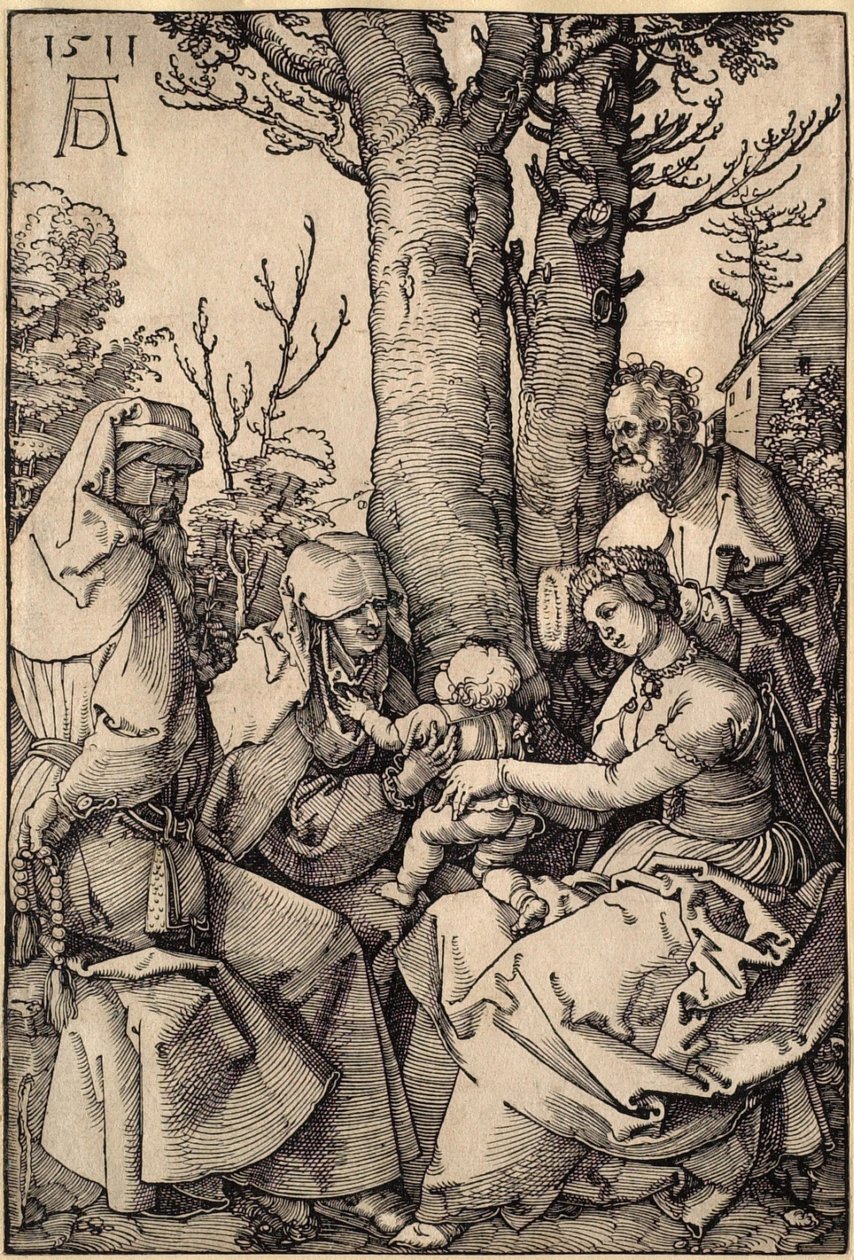 La Sagrada Familia con Joaquín y Ana bajo un árbol de Albrecht Dürer