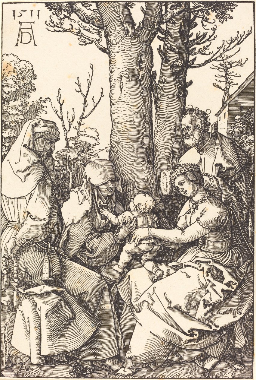 La Sagrada Familia con Joaquín y Ana bajo un árbol de Albrecht Dürer