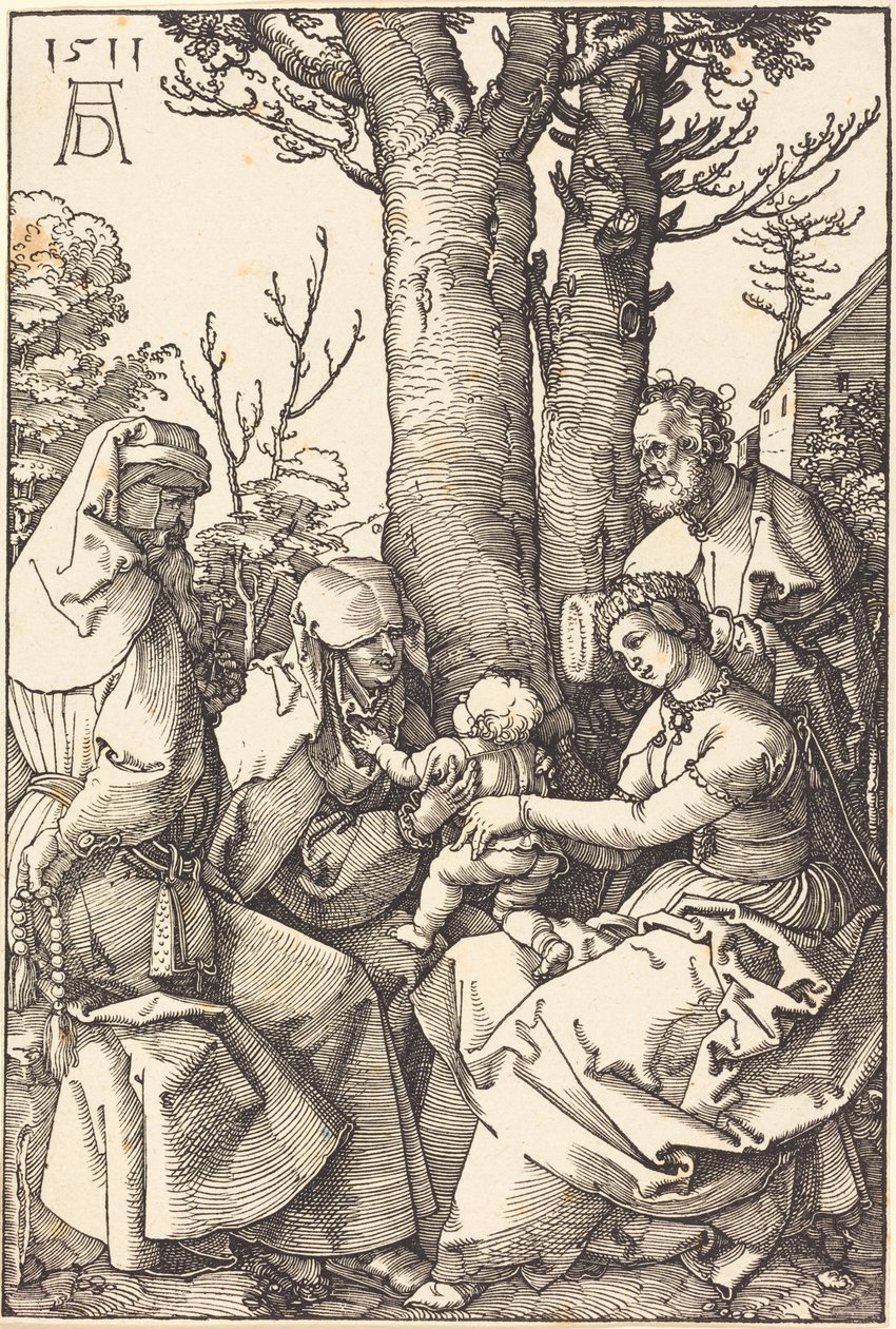 La Sagrada Familia con Joaquín y Ana bajo un árbol de Albrecht Dürer