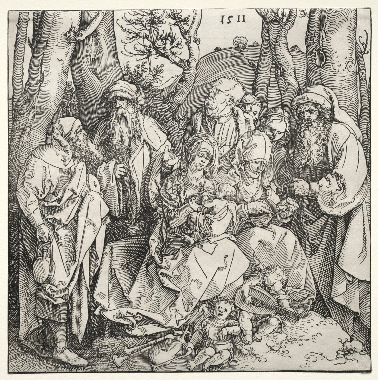La Sagrada Familia con dos ángeles músicos, 1511 de Albrecht Dürer