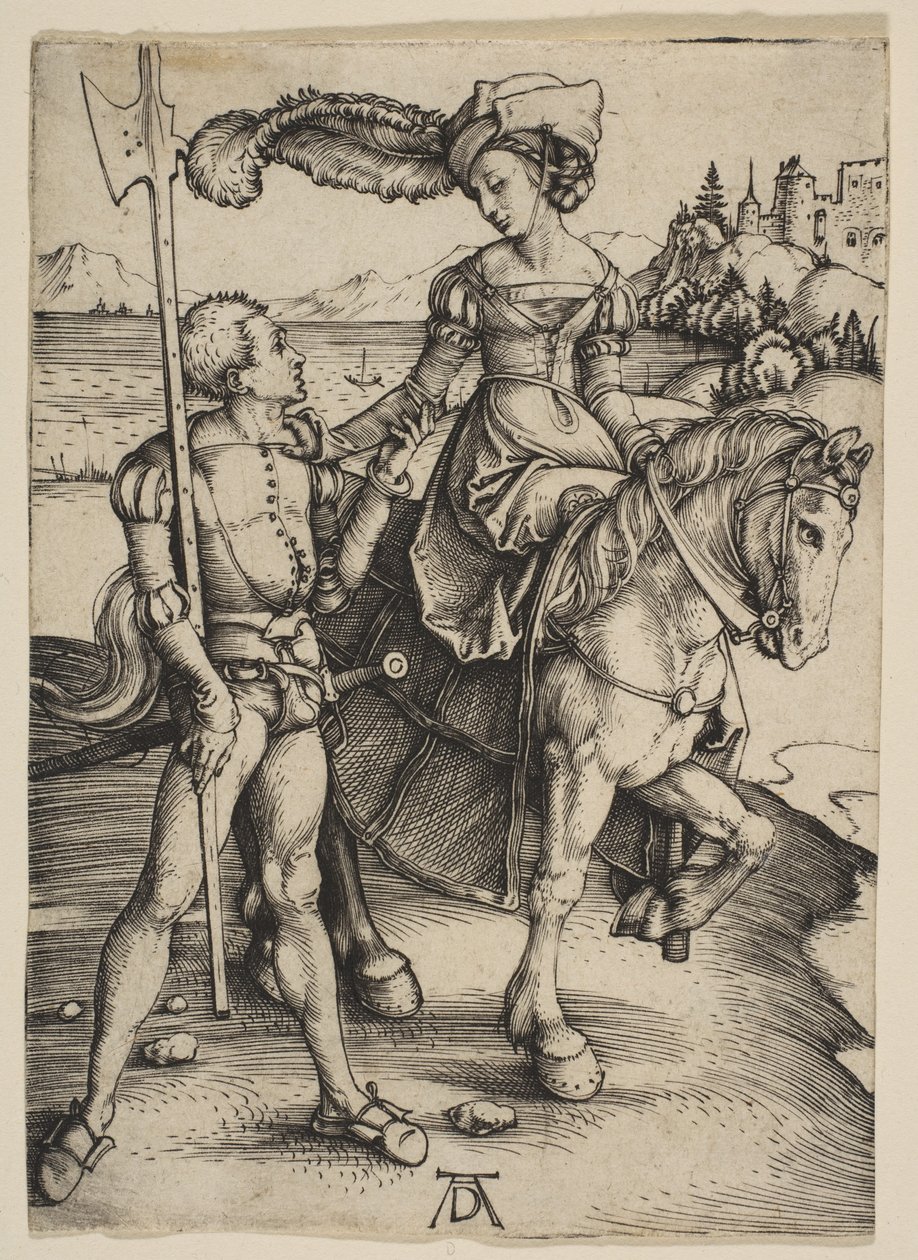 La dama a caballo y el lansquenet de Albrecht Dürer