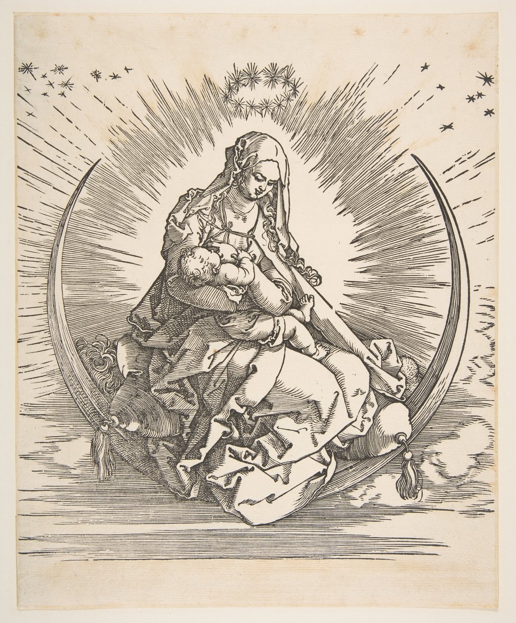 La Madonna en el Creciente, Frontispicio de La Vida de la Virgen, ca. 1511 de Albrecht Dürer