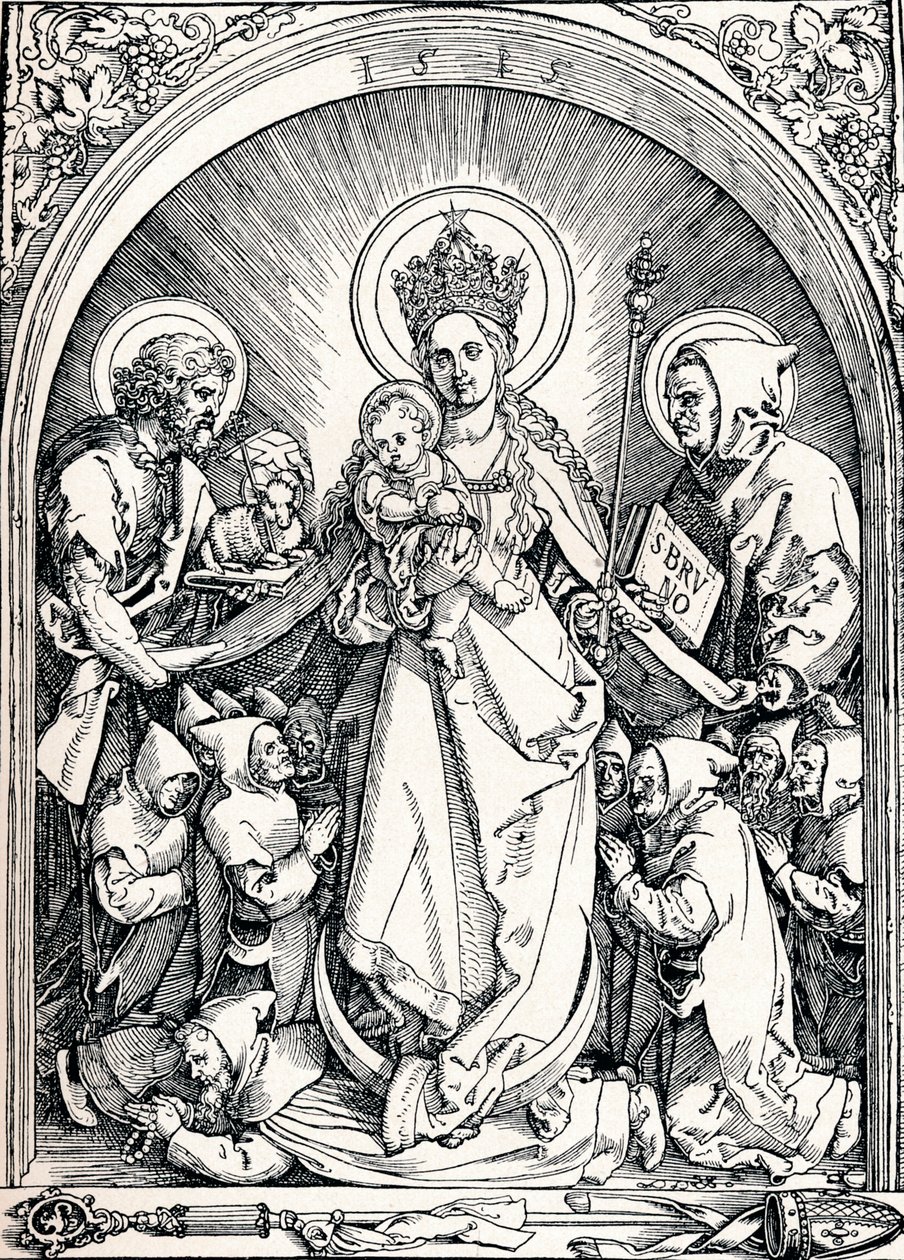 La Madonna con los Frailes Cartujos, San Juan Bautista y San Bruno, 1515 1906 de Albrecht Dürer