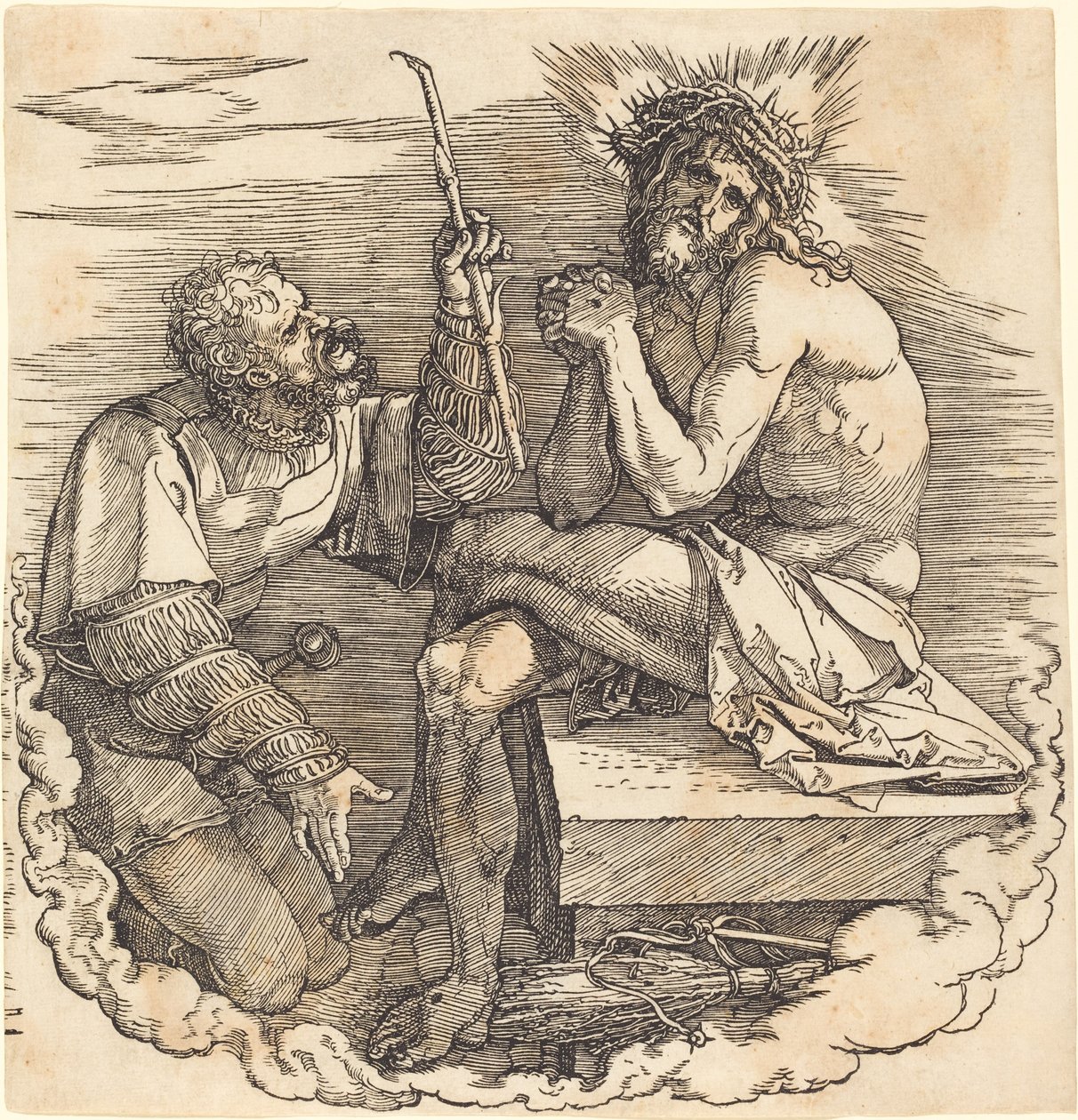 El hombre de dolores burlado por un soldado de Albrecht Dürer
