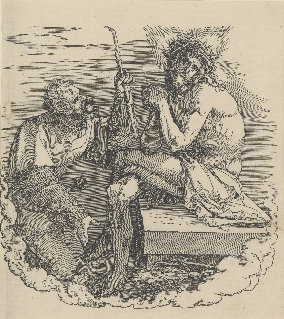 El Hombre de Dolores burlado por un soldado, frontispicio a la Gran Pasión de Albrecht Dürer