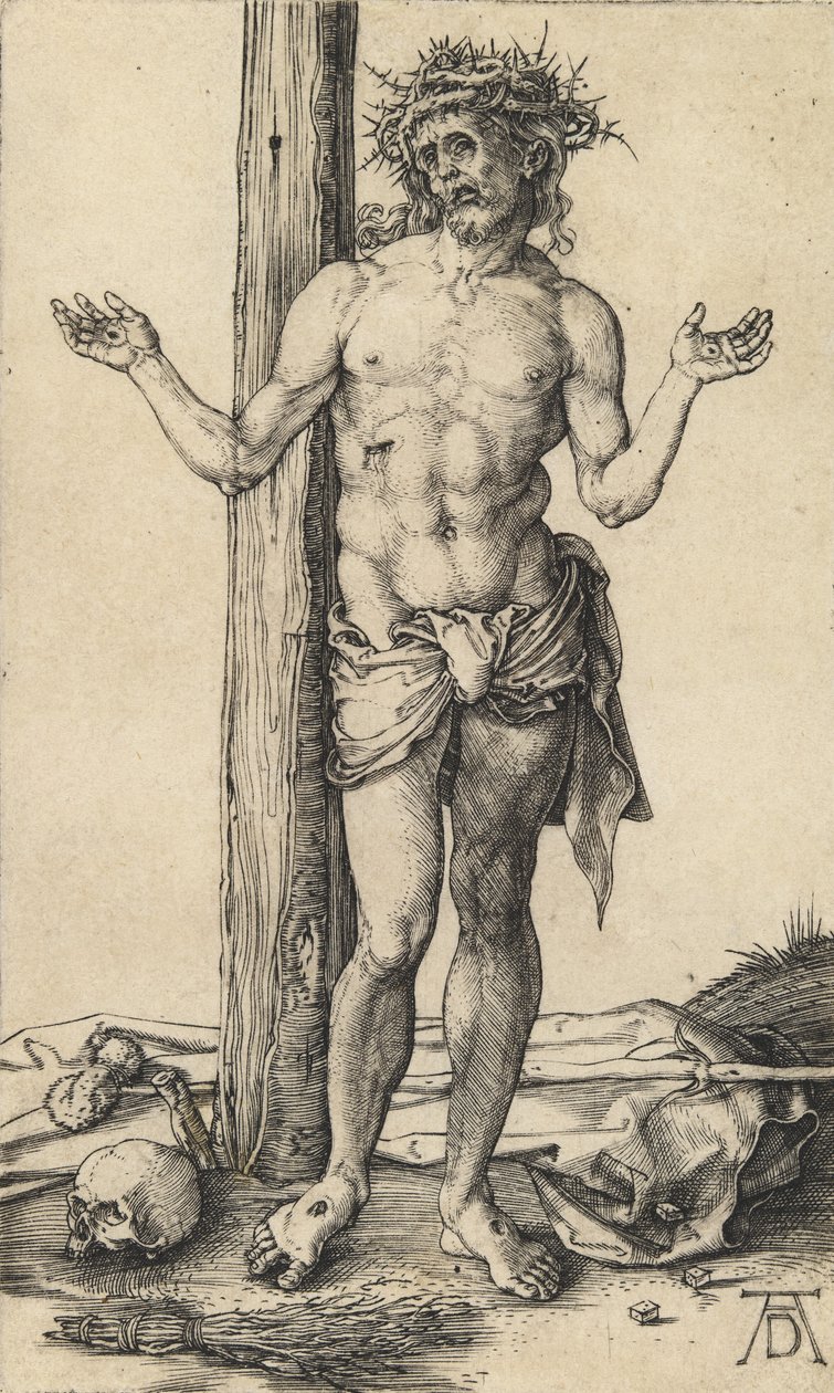 El hombre de dolores con los brazos extendidos, c. 1500 de Albrecht Dürer