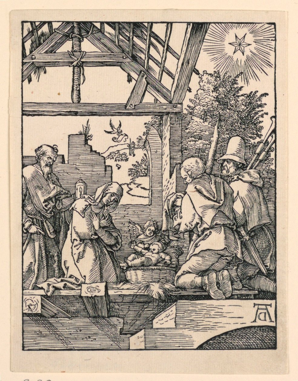 La Natividad (Adoración de los Pastores) de La Pequeña Pasión de Albrecht Dürer