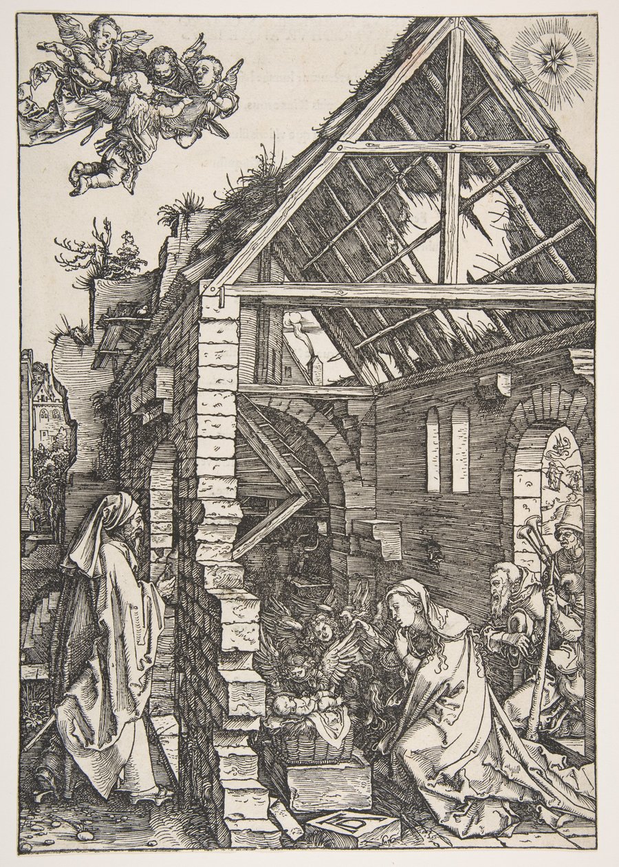 La Natividad, de La vida de la Virgen, edición latina, 1511 de Albrecht Dürer