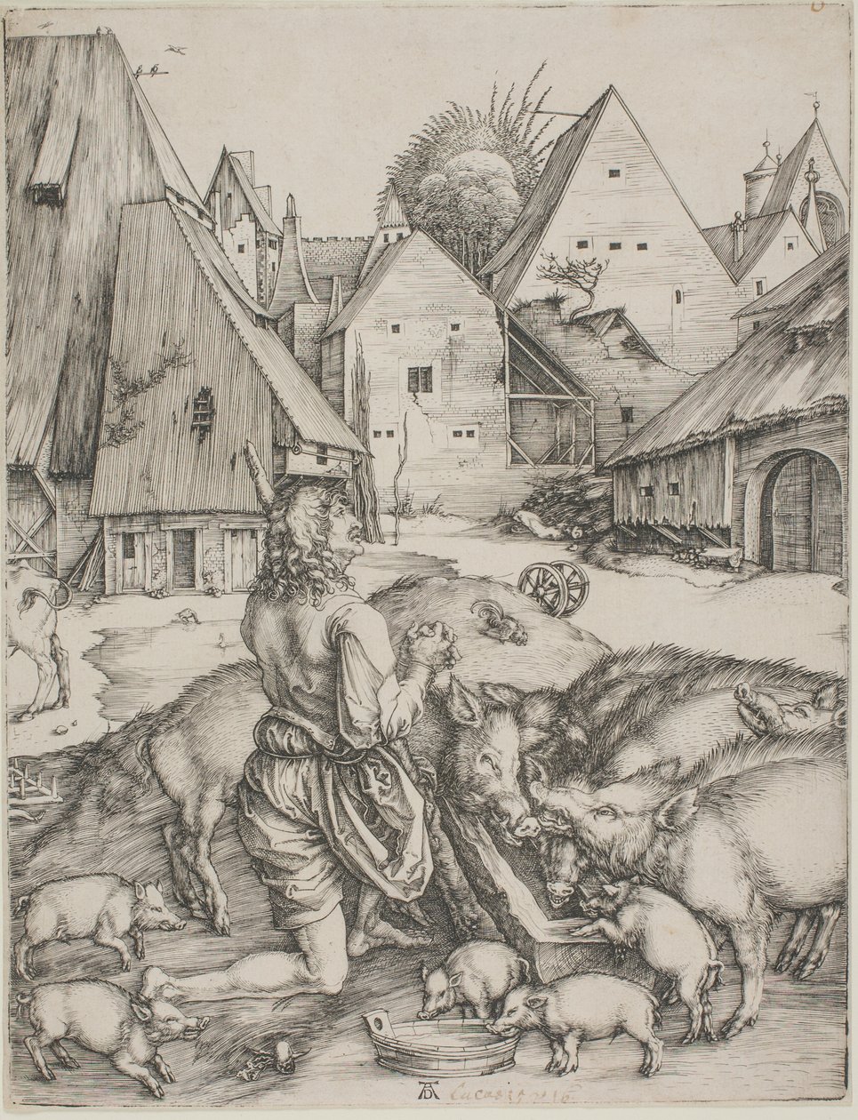 El hijo pródigo entre los cerdos de Albrecht Dürer