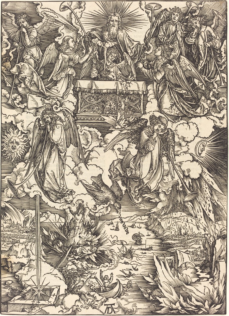 Los siete ángeles con las trompetas de Albrecht Dürer