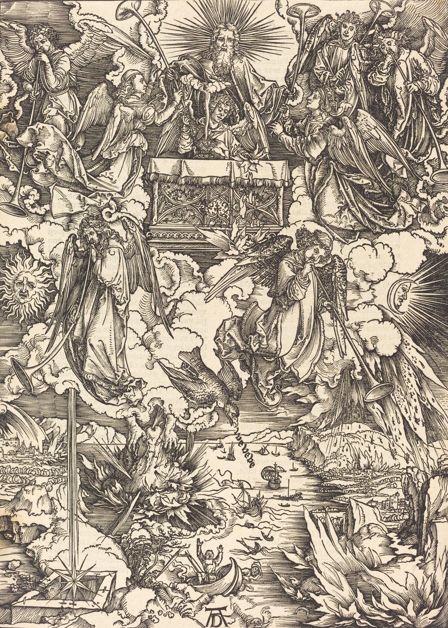 Los siete ángeles con las trompetas, probablemente c. 1496-1498 de Albrecht Dürer