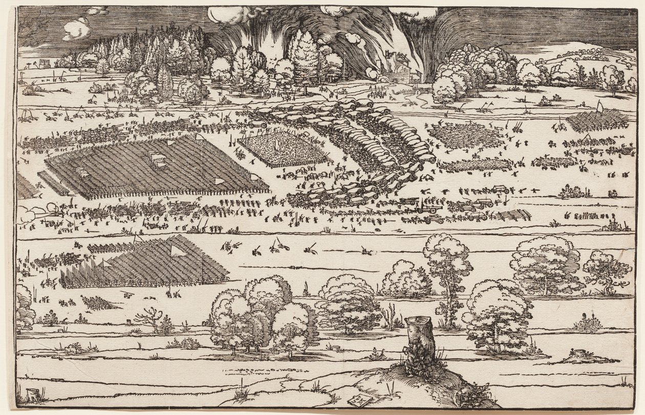 El asedio de una fortaleza (solo el lado derecho, de 2 bloques) de Albrecht Dürer
