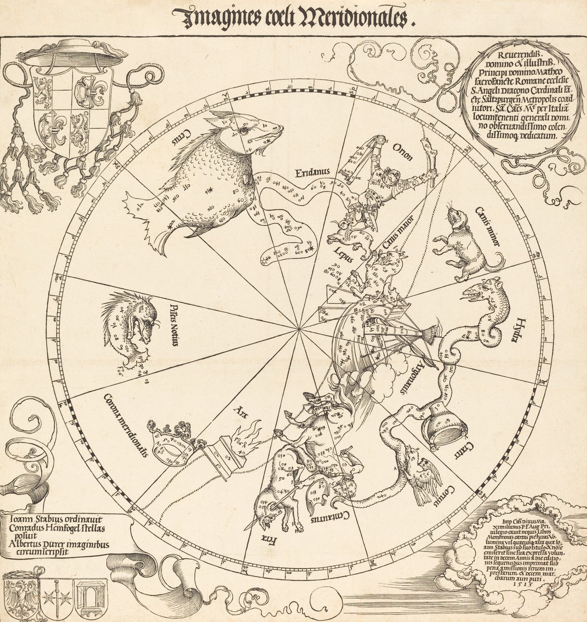 El hemisferio celestial sur, 1515 de Albrecht Dürer