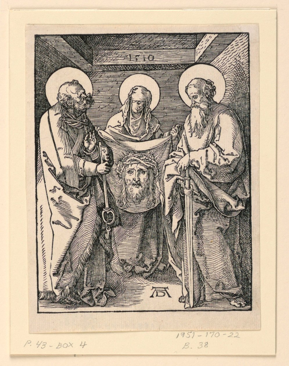 El Sudario (Santos Verónica, Pedro y Pablo), de la Serie La Pequeña Pasión de Albrecht Dürer