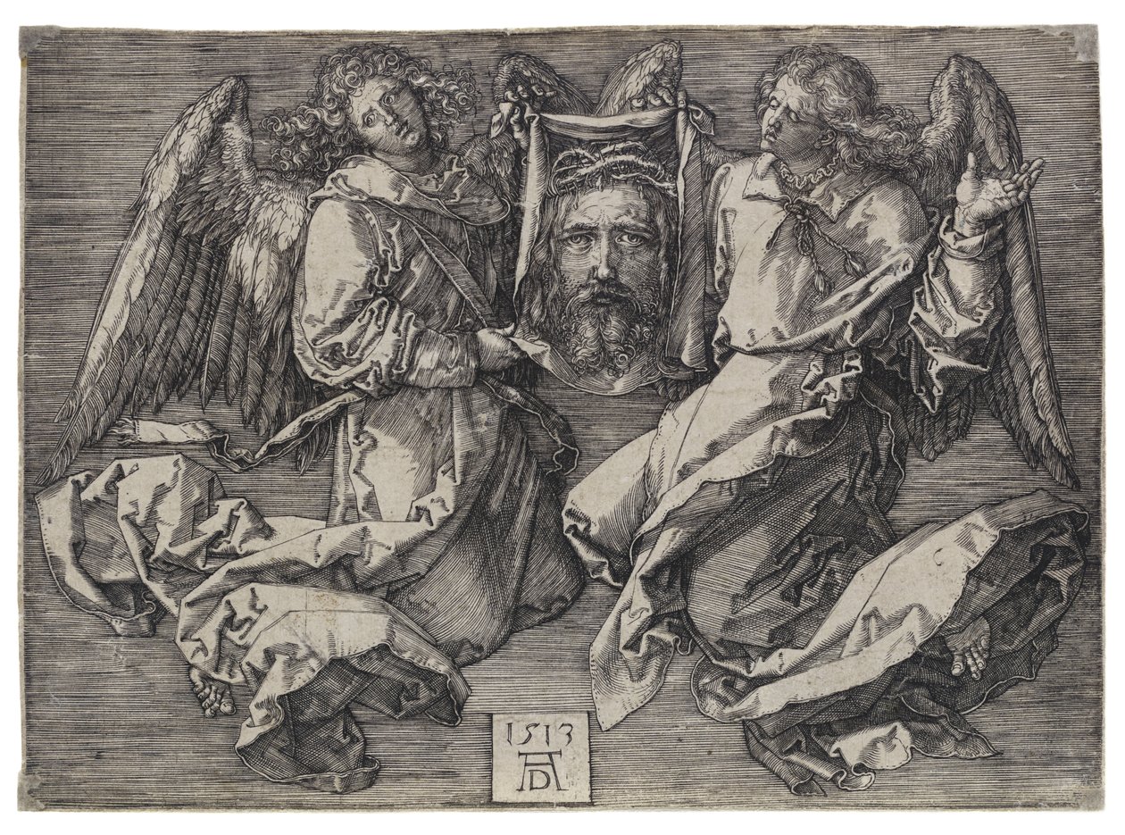 El sudario, mostrado por dos ángeles de Albrecht Dürer